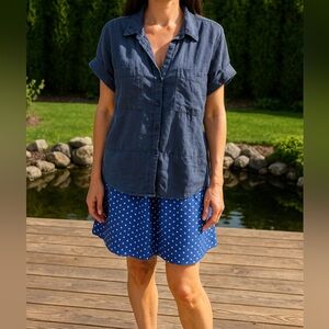 Cloth & Stone Chambray Button Down Shirt  Size Large | Soft Tencel Top EUC